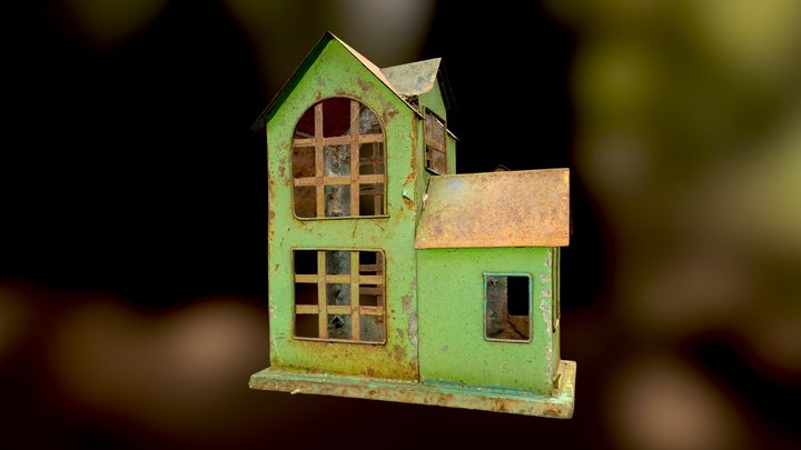 Rusted sheet metal birdhouse 3D Model