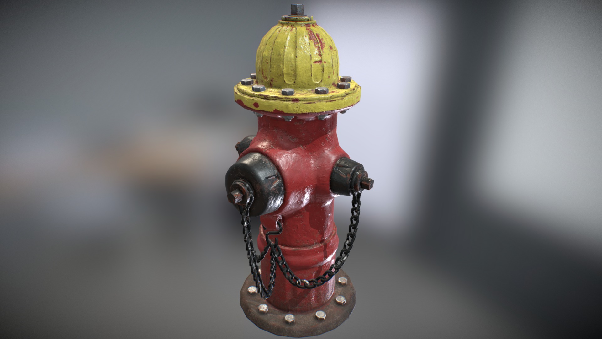3D model Fire hydrant - This is a 3D model of the Fire hydrant. The 3D model is about a fire hydrant with a yellow top.