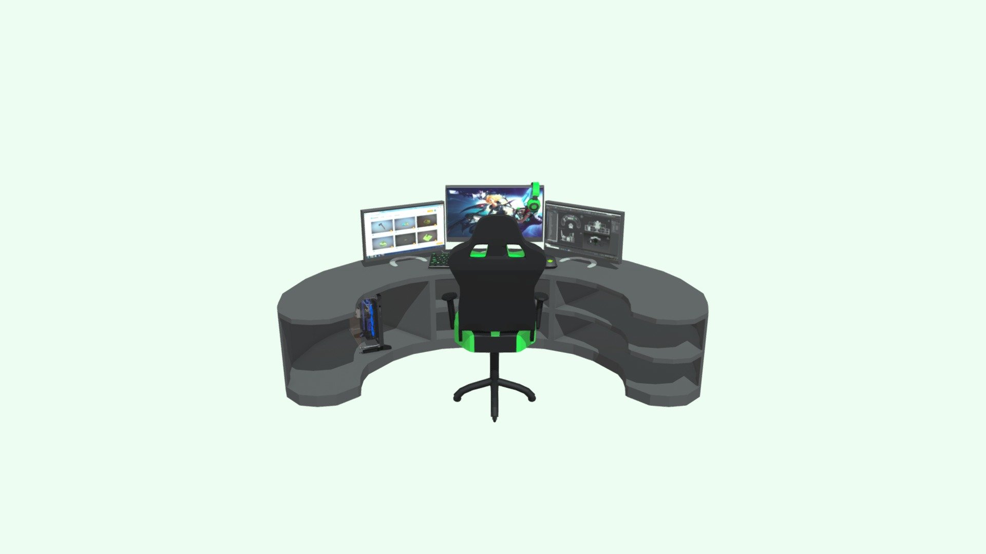 Low Poly Gaming Setup