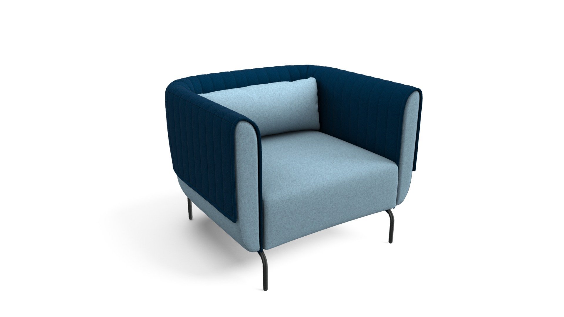 Bienno Armchair, Pigeon Blue and Petrol Teal