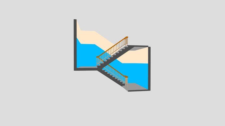 Staircase  LOWPOLY at the entrance 3D Model