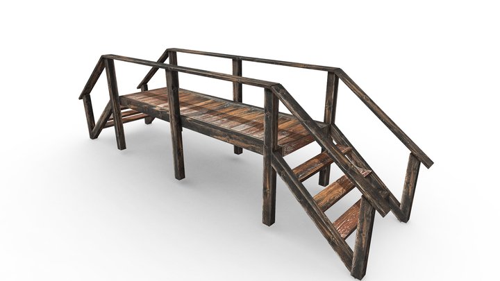 Small wooden bridge 3D Model