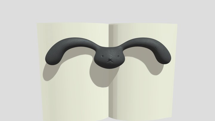南部鉄器_うさぎさんが耳でおさえるブックウェイト 3D Model