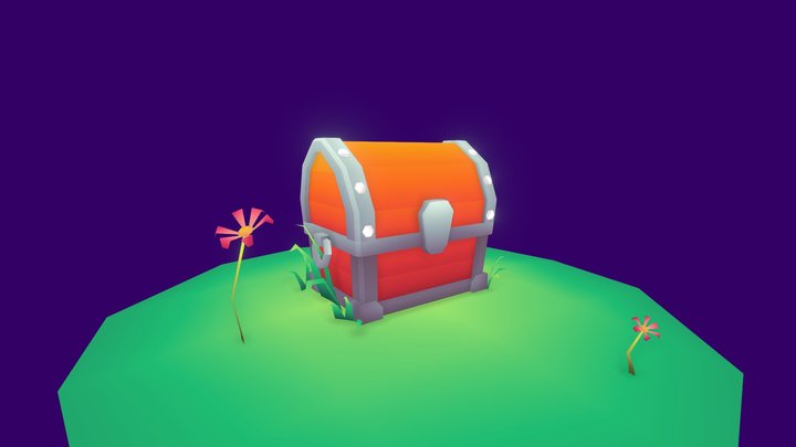 Low poly chest 3D Model
