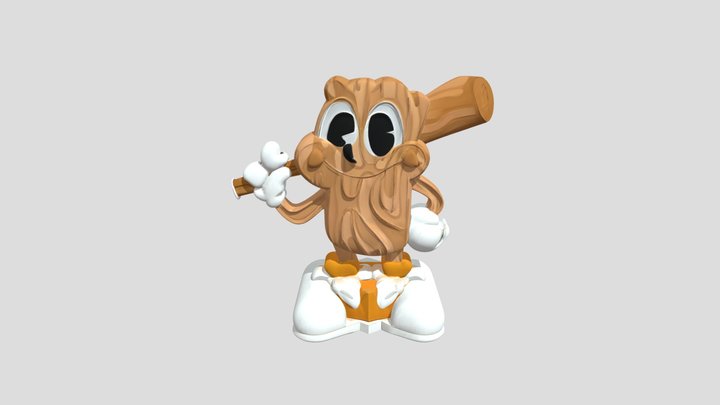 cartoon wooden bat character 3D Model