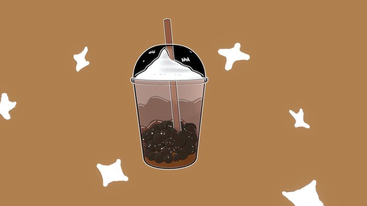 Stylized Coffee boba 3D Model