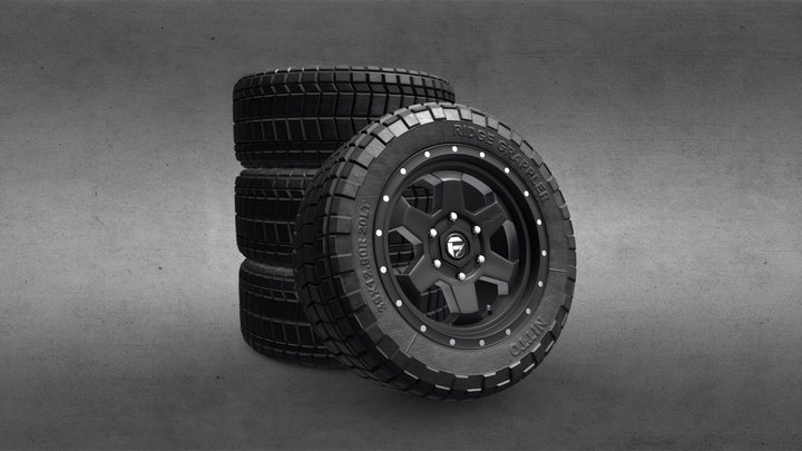 3D model mud Tires and Rims 3D Model