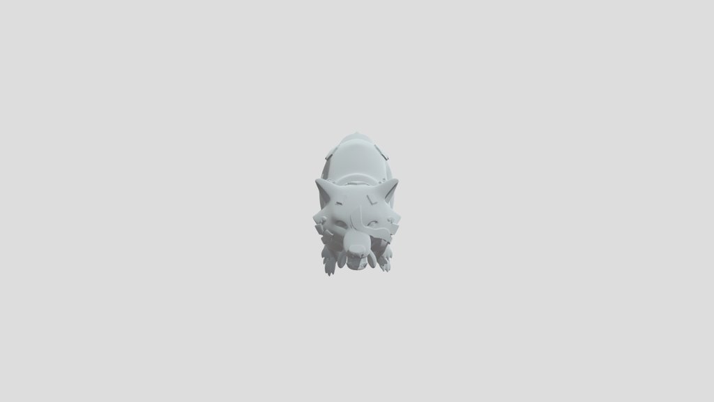 Stone statue of a running raccoon