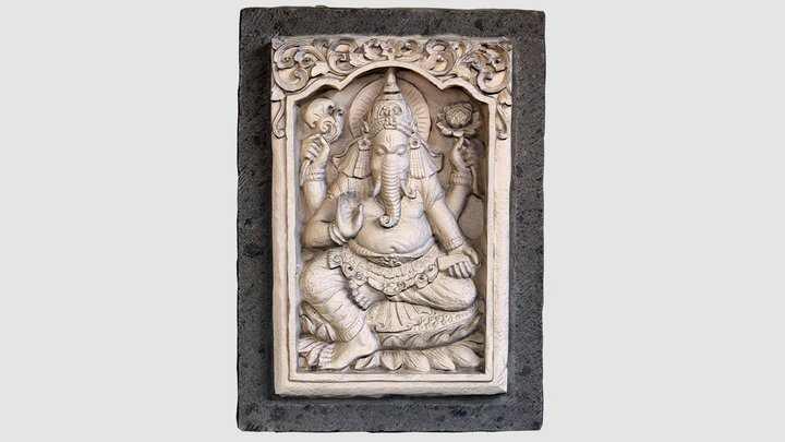 Hindu God Ganesh Stone Barelief Bali style 3D Model