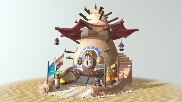 Fantasy Nigerian Grain Silo 3D Model