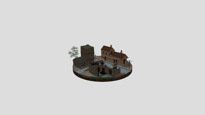 WW2 Inspired LowPoly City Scene 3D Model