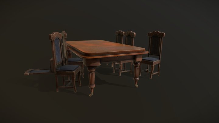 Table and Chairs 3D Model