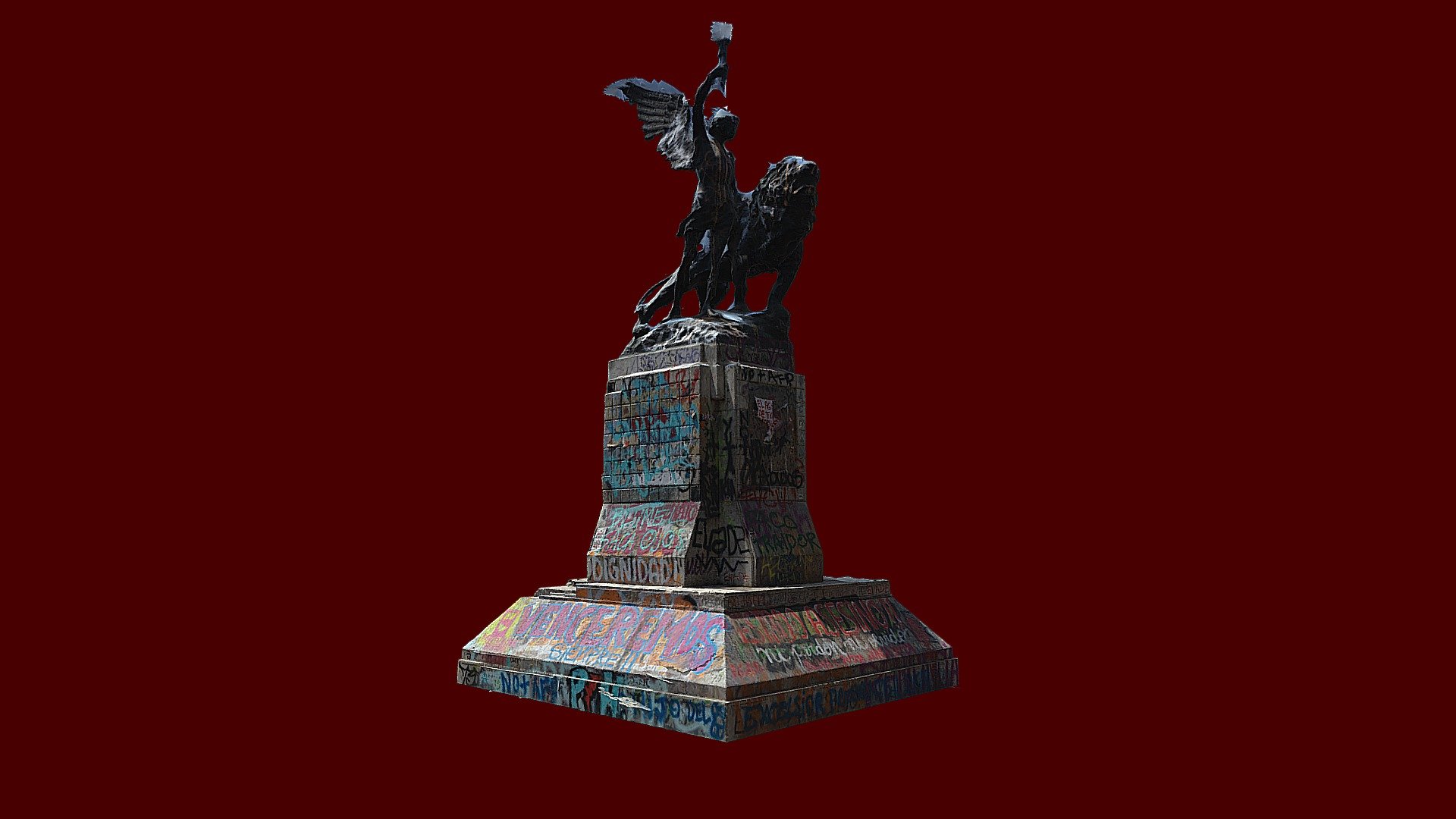 Estatua despues de protestas Chile 2019