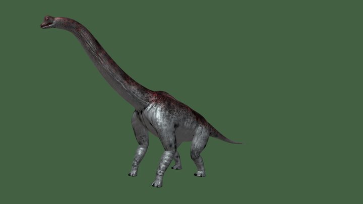 Adesivo Dinosauri, Brachiosaurus in acqua - rendering 3D 