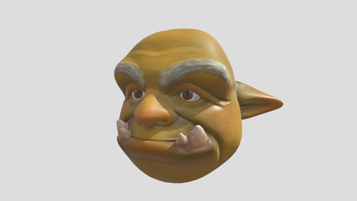 Old Man Orc Head Bust 3D Model