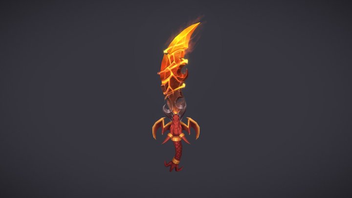 Red dragon-shaped sword 3D Model