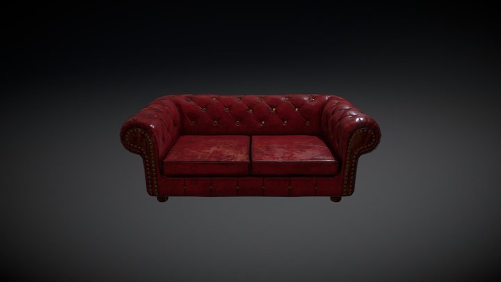 Vintage leather couch 3D Model