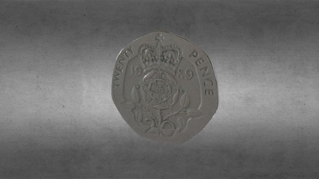 Low Poly 20pence Coin