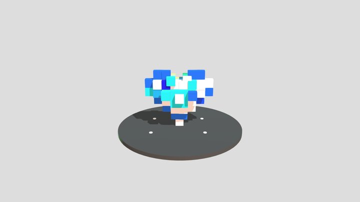 cube Blue Heart 3D Model