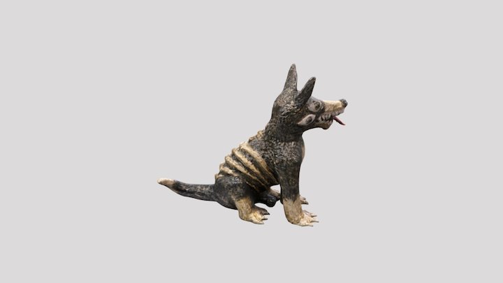 Perro Negro Sentado 3D Model