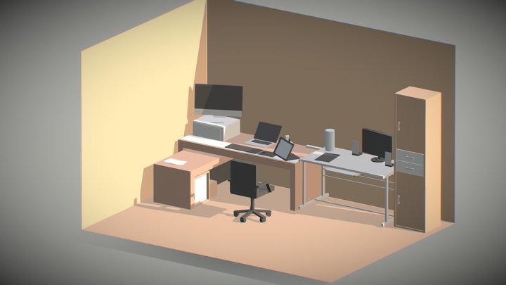 Study Room with only Primitives - CGCookie 3D Model