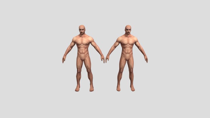 Nude Men Lowpoly 3D Model