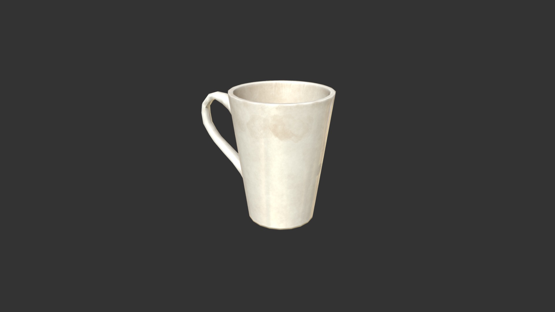 3D model used coffee mug Low-poly 3D model - This is a 3D model of the used coffee mug Low-poly 3D model. The 3D model is about a white mug on a black background.