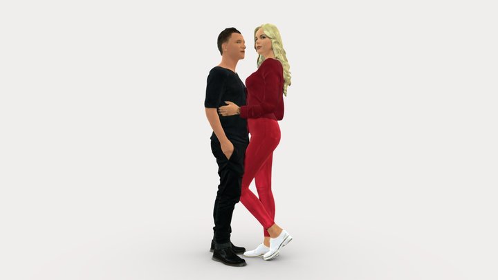Hugging Young Couple 0359 3D Model