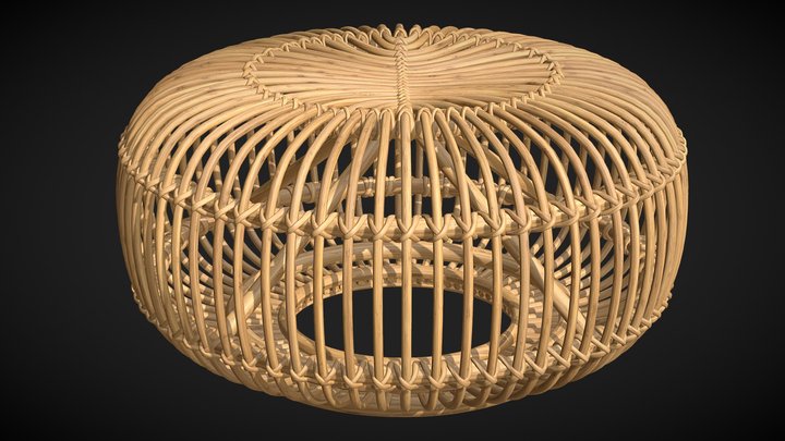 Modello 3D Pouf rotondo in vimini in rattan - TurboSquid 1735390