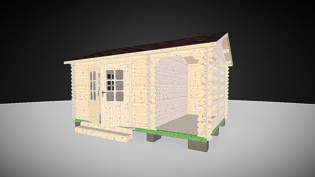 Хозяйственный блок 4,5 х 3 м с дровницей — Sketchfab embed 3D viewer