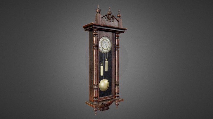 Old Grandfather Clock 3D Model
