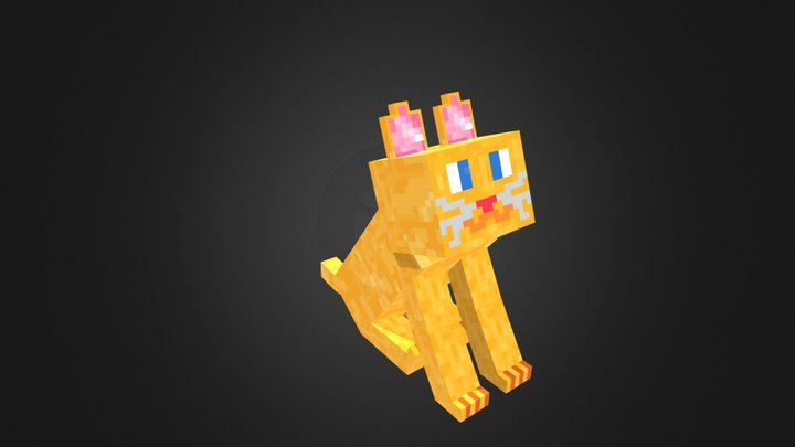 cute Minecraft style cat 3D Model
