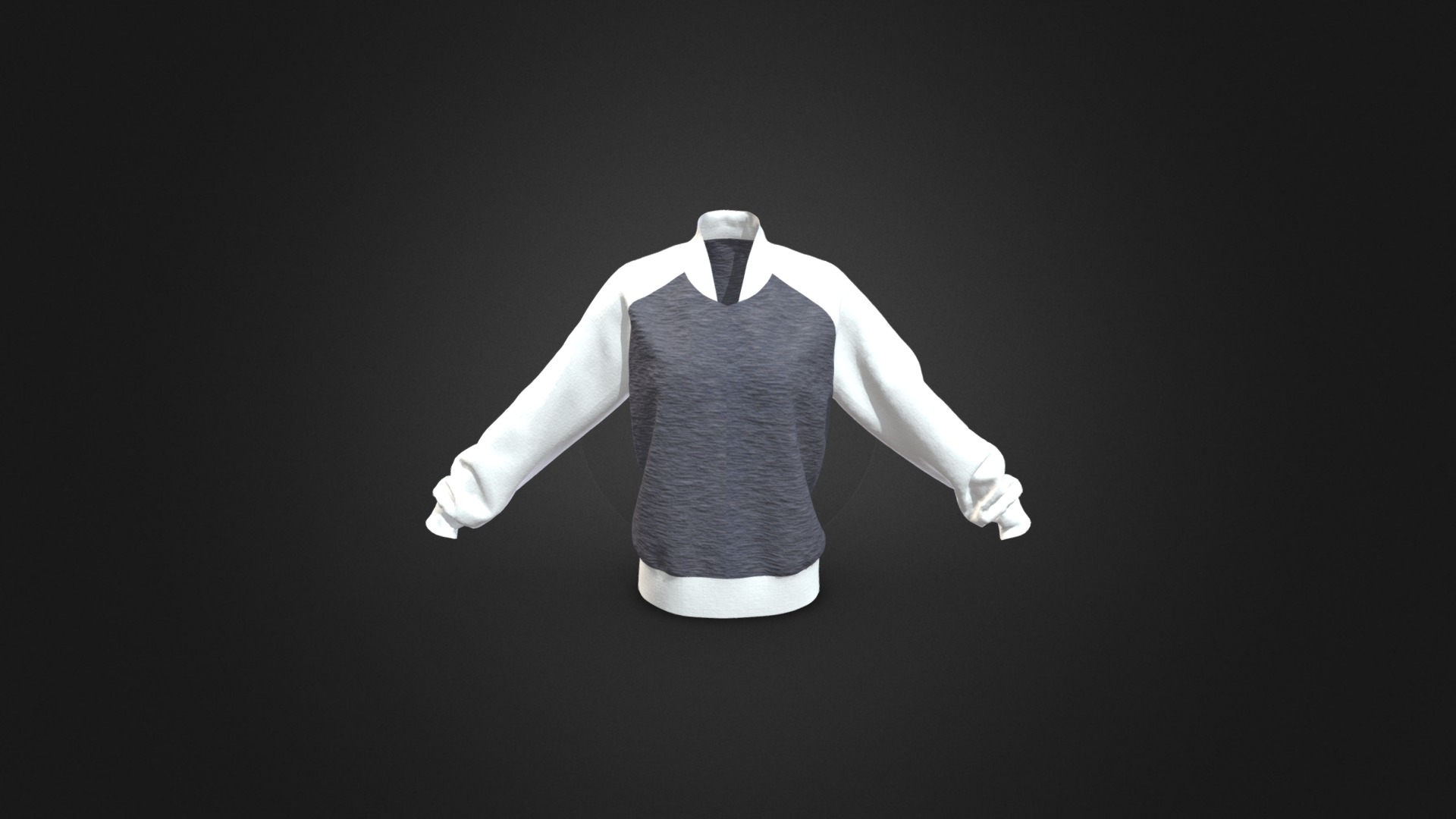 3D model Baseball Jacket - This is a 3D model of the Baseball Jacket. The 3D model is about a white shirt with a black background.