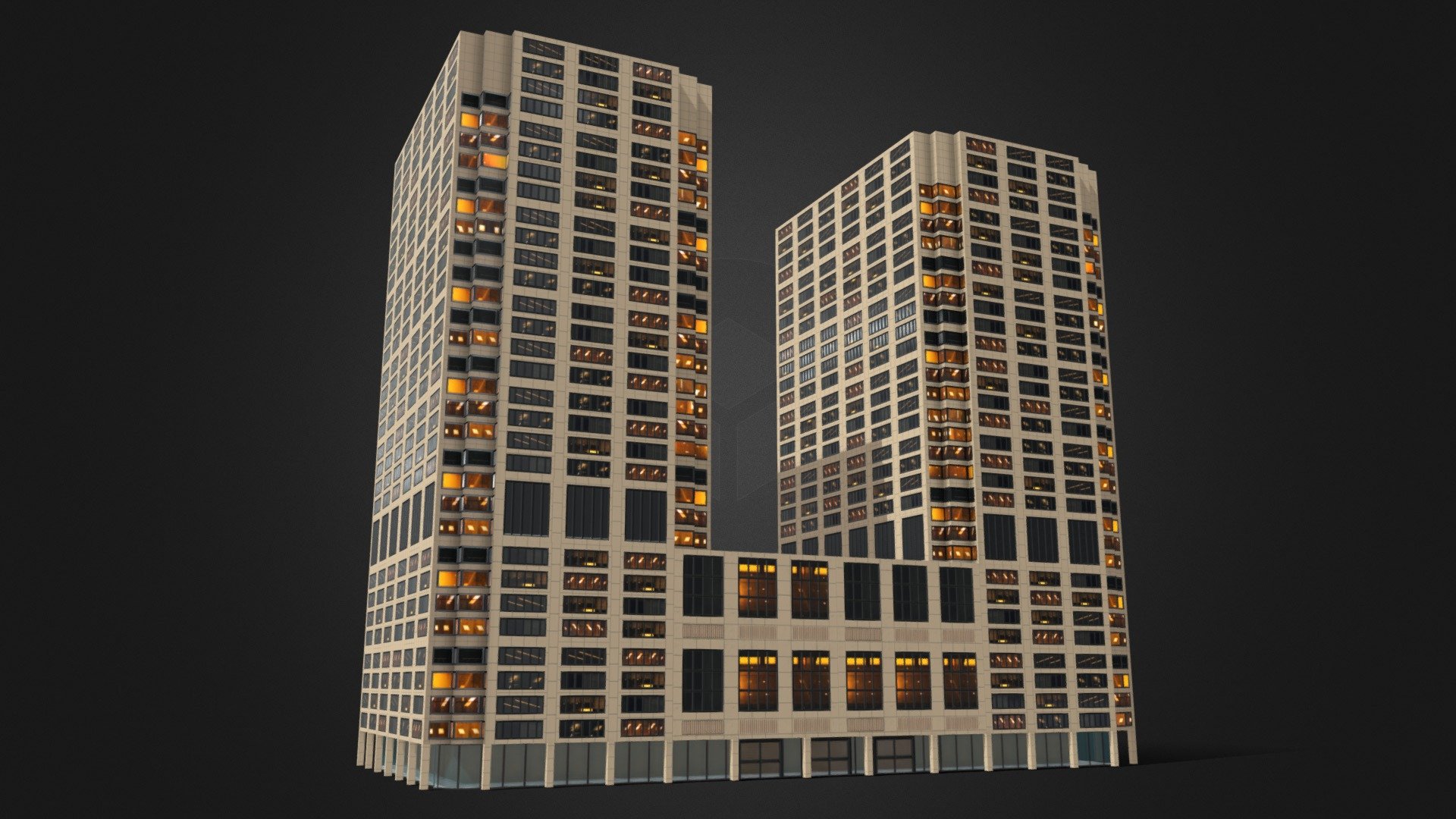 High Rise Office Building Download Free 3D Model By Arsen Ismailov 