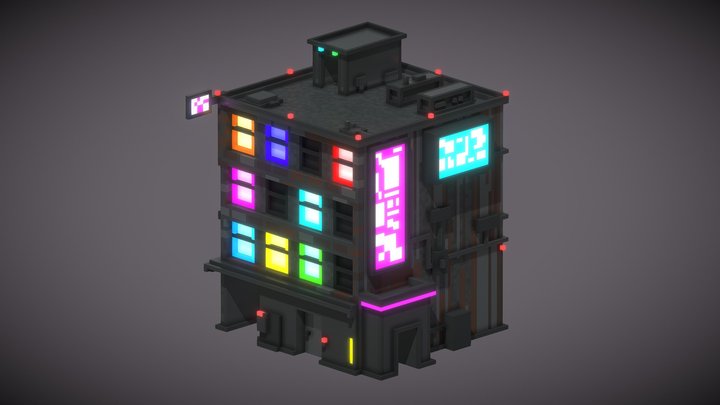 SI-FI Building (Voxel-Art) 3D Model
