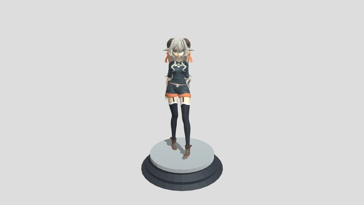 anime girls with horns 3D Model