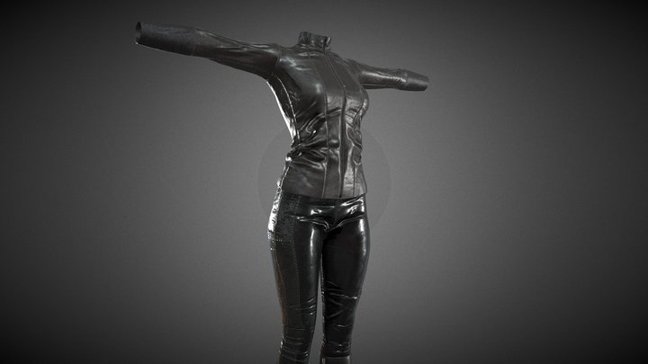 Female Biker Outfit 3D Model
