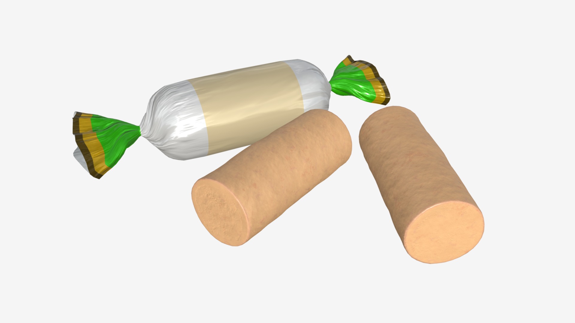3D model candy with wrap - This is a 3D model of the candy with wrap. The 3D model is about a few different colored tubes.