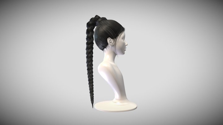 3D model Realistic Woman high ponytail long Hair Style VR / AR