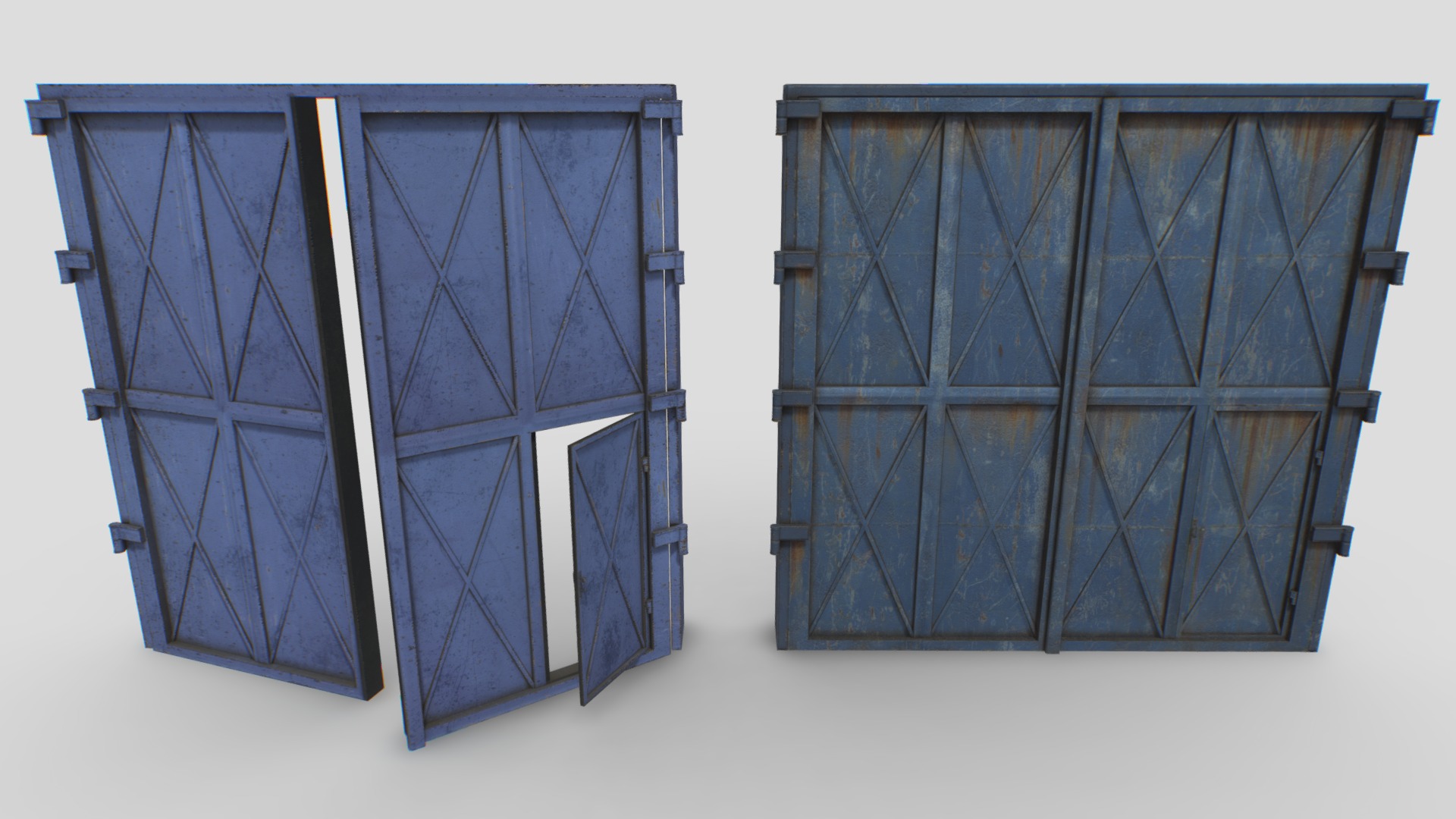 3D model Industrial metal gate 4 - This is a 3D model of the Industrial metal gate 4. The 3D model is about a couple of windows.