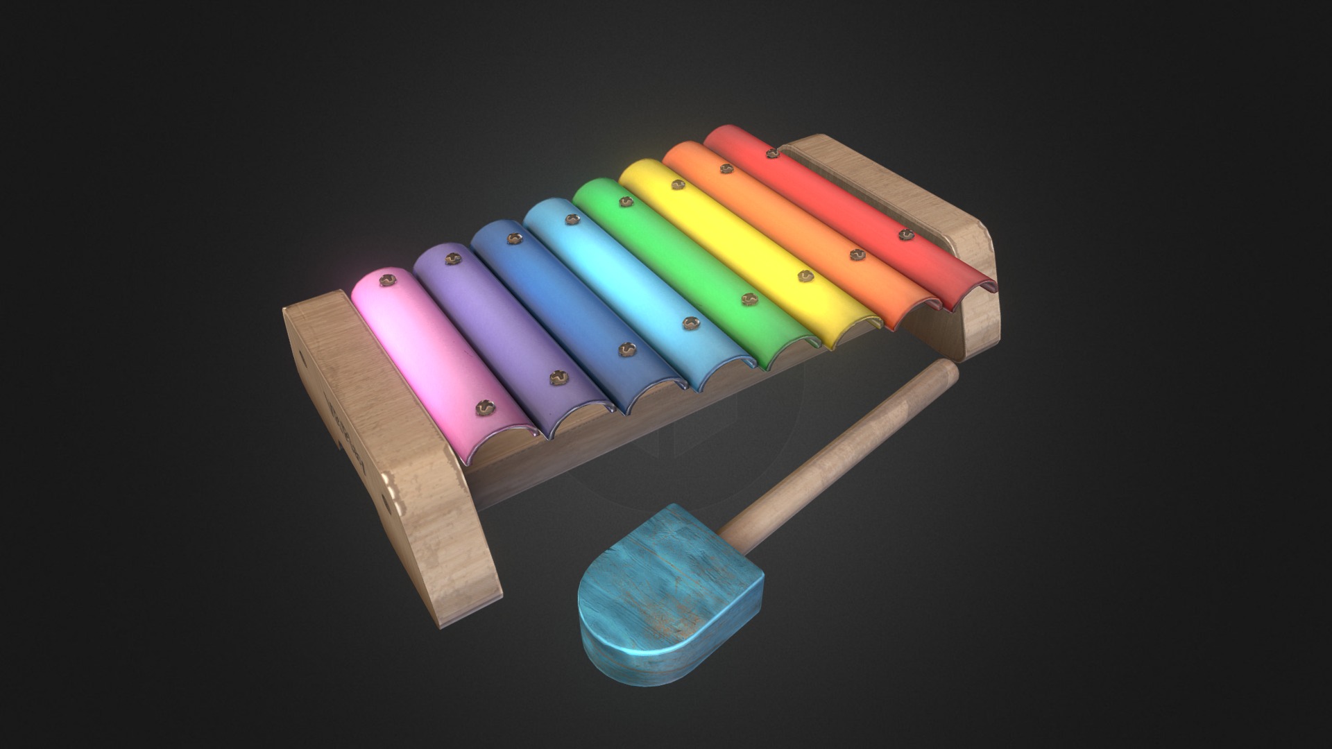 3D model Toy Xylophone - This is a 3D model of the Toy Xylophone. The 3D model is about a colorful object with a blue light.