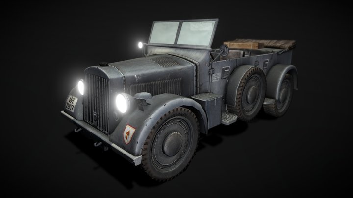 Horch 901 Officer Car - Game Asset 3D Model