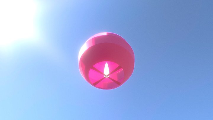 Pink Lantern (Sky Lantern) 3D Model