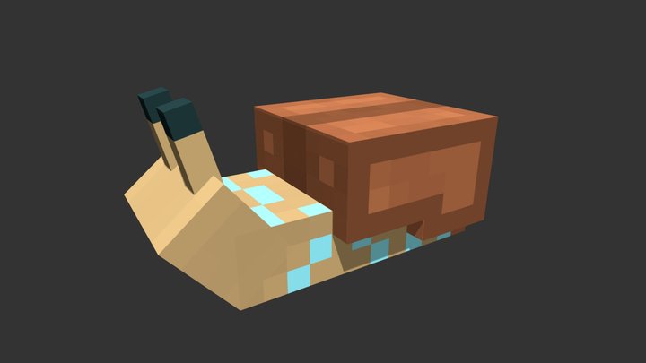 Minecraft mob concept - Snail with miner's cap 3D Model