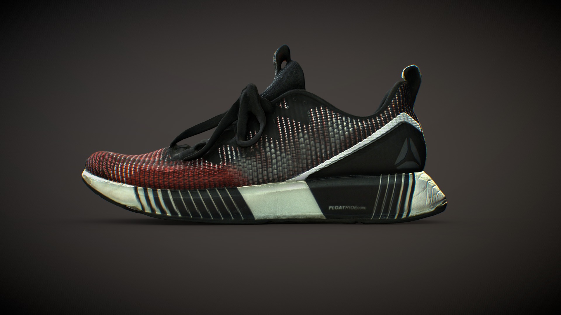 3D model Reebok 2 - This is a 3D model of the Reebok 2. The 3D model is about a black and red shoe.
