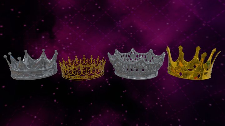 Crown Set Collection FBX Low Poly FREE 3D Model