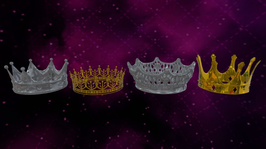 Crown Set Collection FBX Low Poly FREE