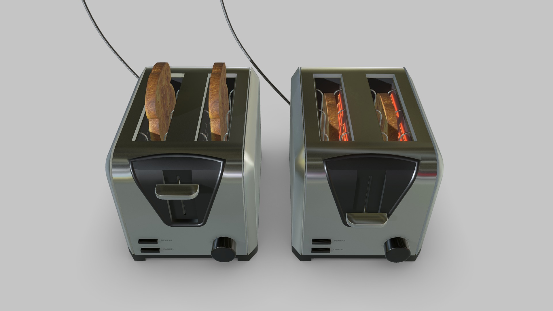 3D model Toaster Generic On and Off - This is a 3D model of the Toaster Generic On and Off. The 3D model is about a couple of electrical devices.