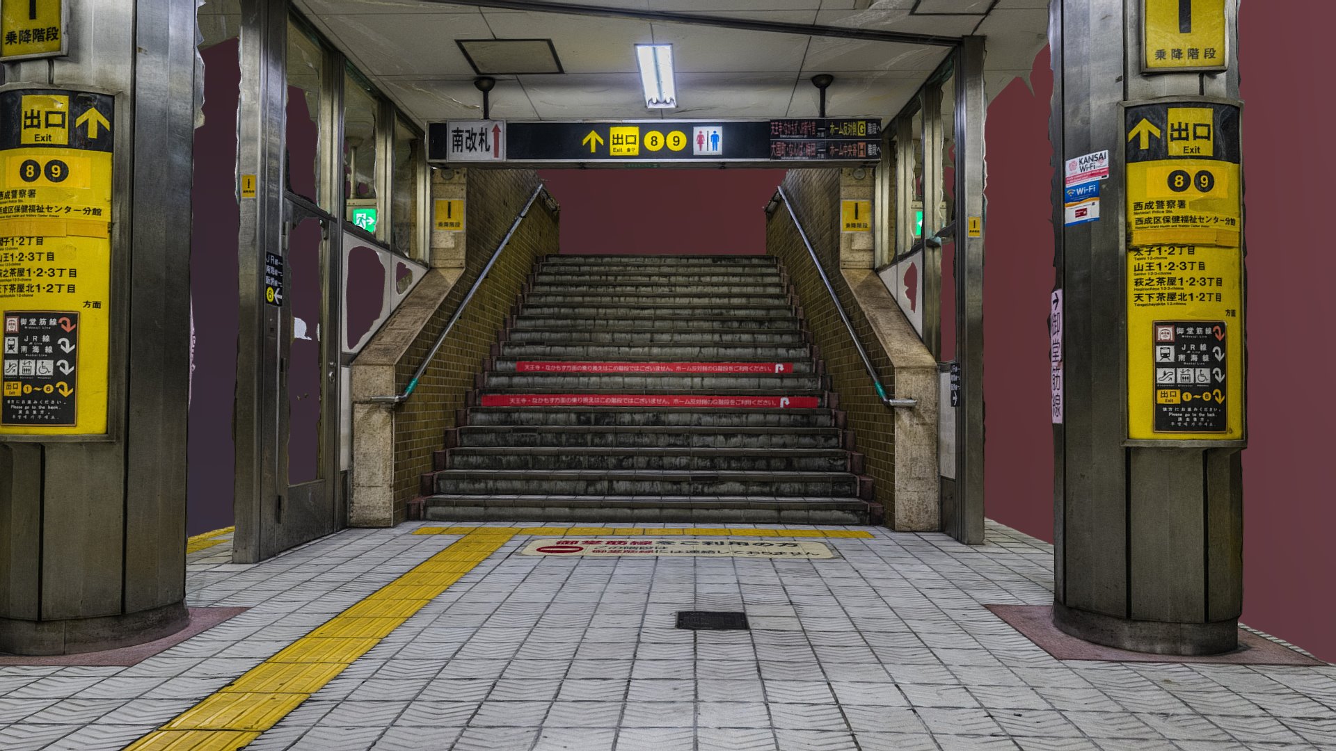 3D model Osaka subway station stairs photogrammetry scan - This is a 3D model of the Osaka subway station stairs photogrammetry scan. The 3D model is about a staircase in a building.