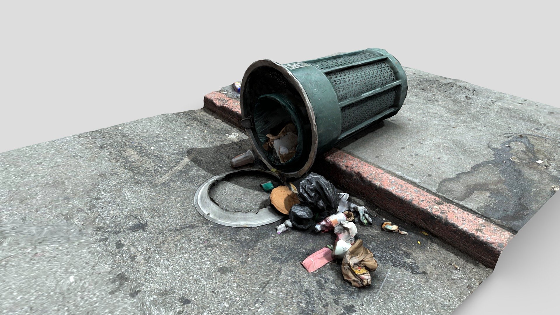 Garbage can in NYC street — Sketchfab embed 3D viewer